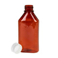 6 oz. Amber PET Oval Liquid Bottle with 24/410 White Plain Cap