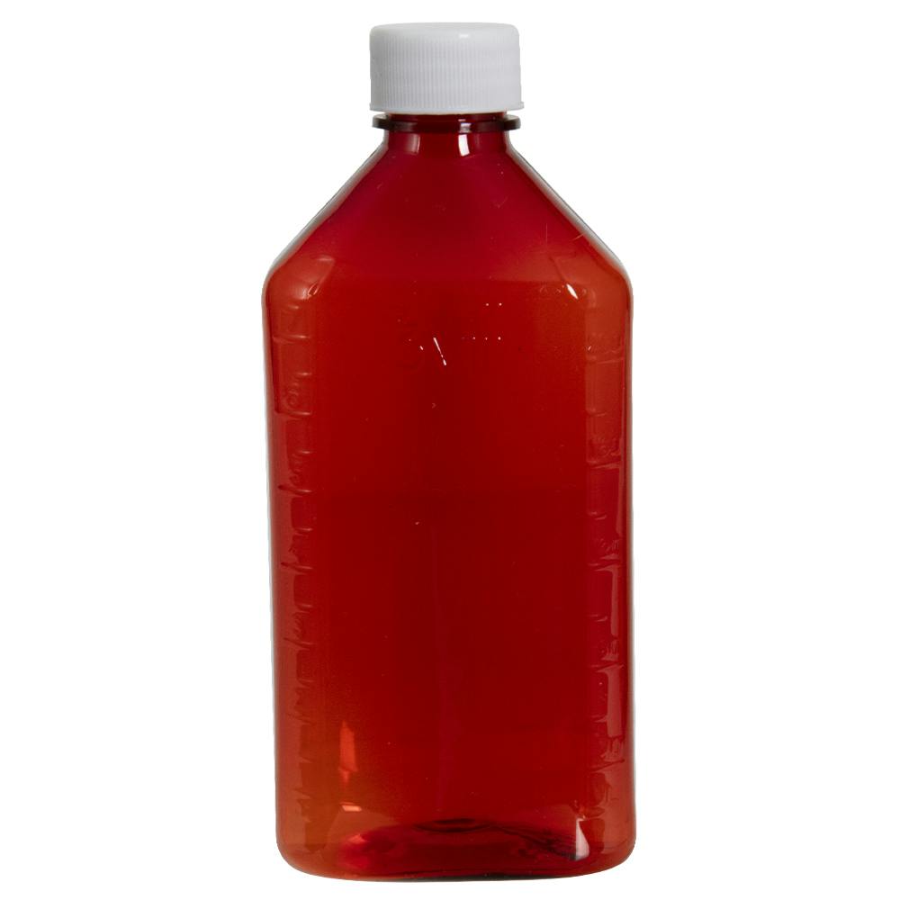 8 oz. Amber PET Oval Liquid Bottle with 24/410 White Plain Cap