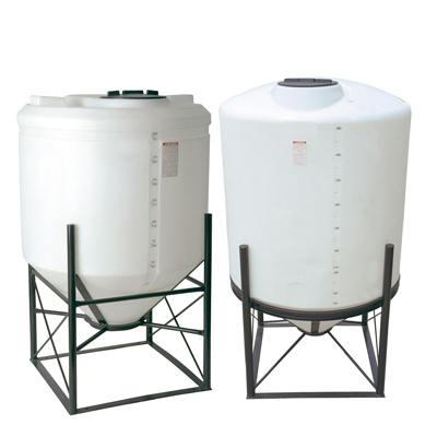 1600 Gallon White HDPE 30° Cone Bottom Tank with Domed Top & 16" Lid - 90" Dia. x 85" Hgt. (Stand Sold Separately)