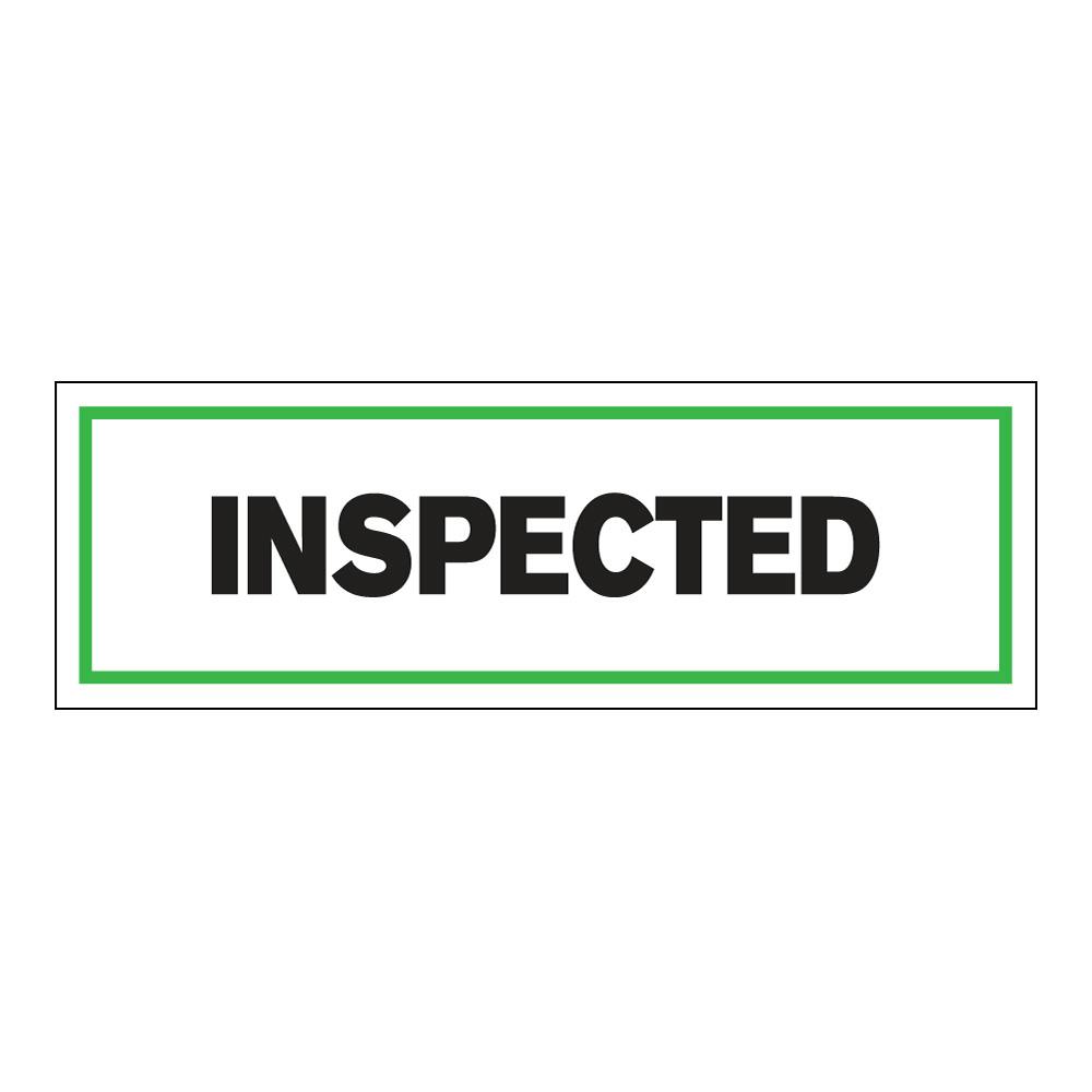 "Inspected" Rectangular Paper Label with Green Border - 3" x 1"