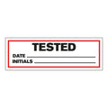 "Tested" with "Date __" & "Initials __" Rectangular Paper Write-On Label with Red Border - 3" x 1"
