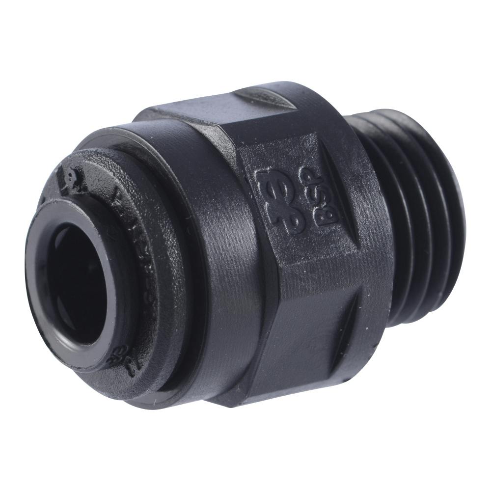 8mm OD x 3/8" BSPP Black Acetal Metric Male Connector