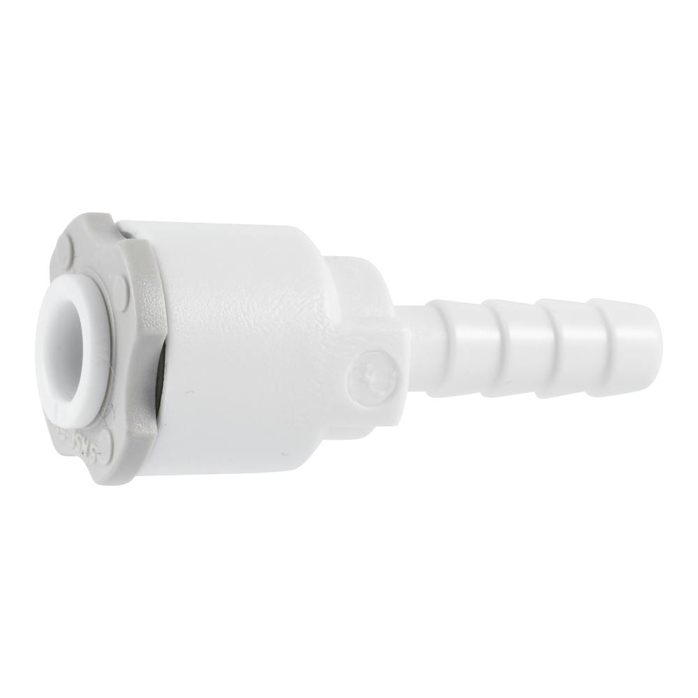 1/4" SuperSeal OD x 1/4" Hose ID Super Speedfit® White Acetal Tube-To-Hose Stem Tube Fitting