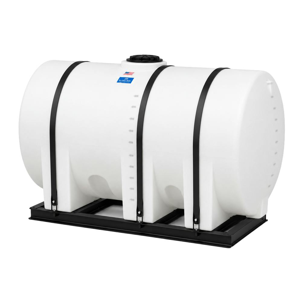 1800 Gallon Natural Polyethylene Round Free-Standing Horizontal Leg Tank with 2" Fitting & 16" Lid (No Sump) - 62" Dia. x 149" L (2 - 900 Gallon Tanks)
