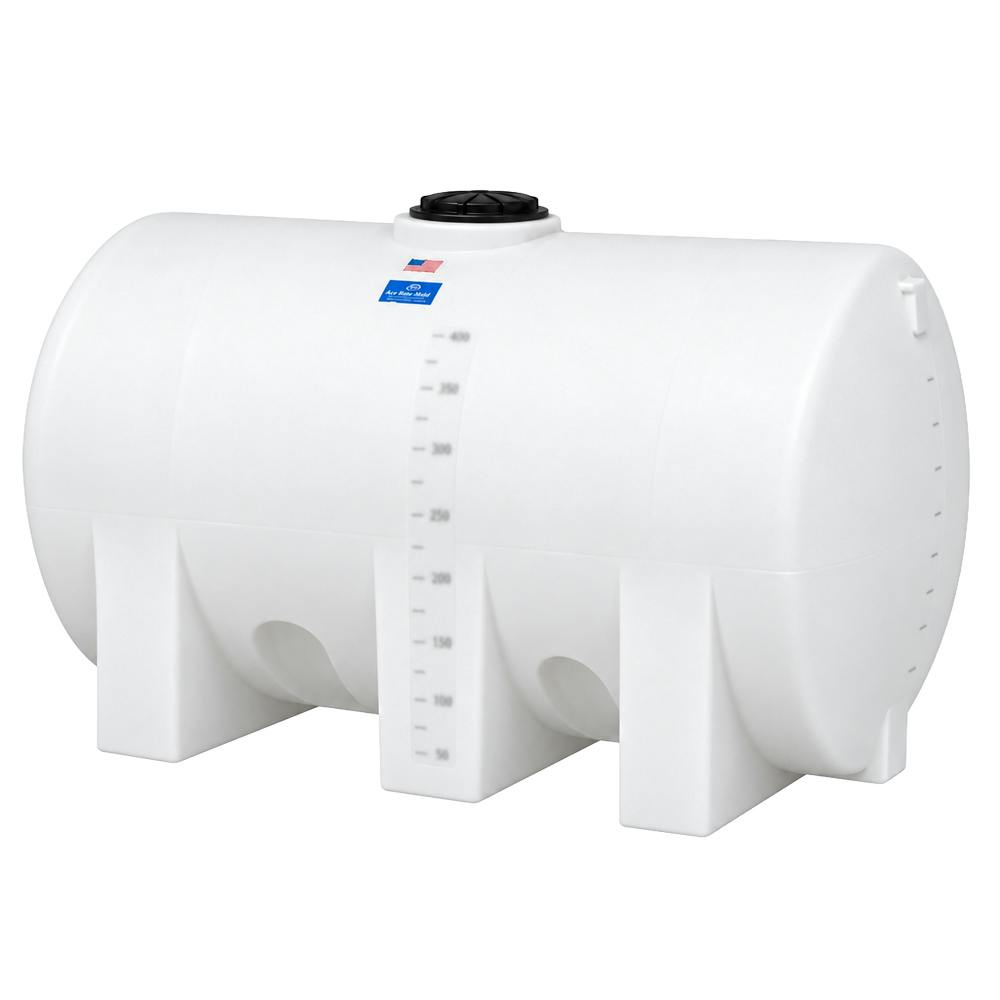 735 Gallon Natural Polyethylene Round Free-Standing Horizontal Leg Tank with 2" Fitting & 16" Lid (No Sump) - 48" Dia. x 102" L