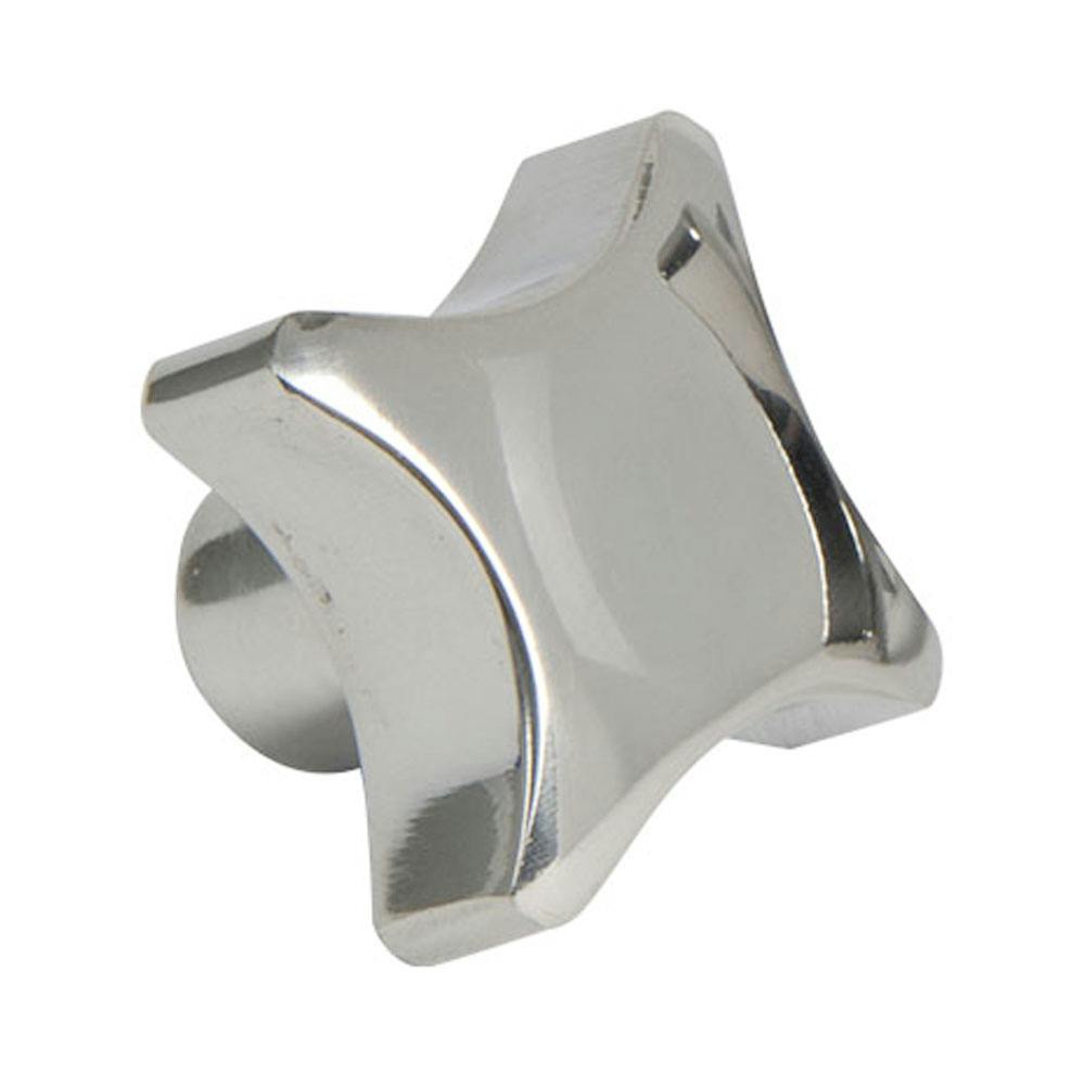 1.96" Dia., 3/8"-16 Thread Solid Stainless Steel 4-Prong Knob with Tapped Blind Hole