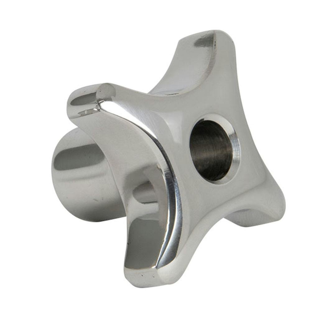 1.57" Dia., 5/16"-18 Thread Solid Stainless Steel 4-Prong Knob with Tapped Through Hole
