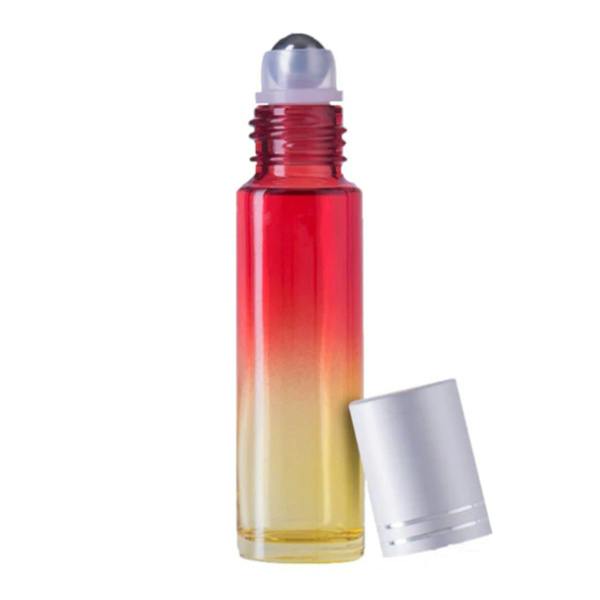 10mL Fire Stick (Gradient Red to Yellow) Glass Roller Bottle with 16/410 Silver Cap