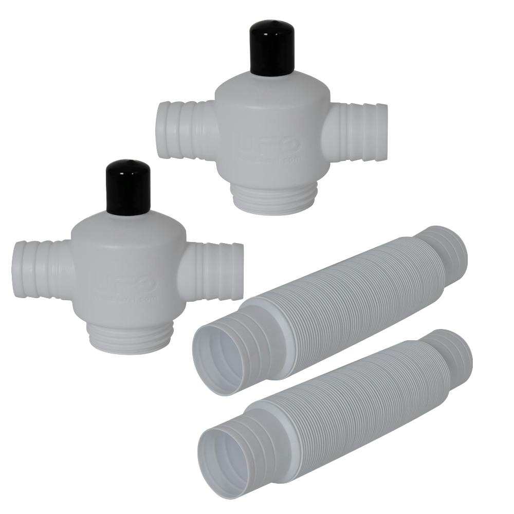 White UFO Rain Barrel Linking Hub Kit (Package of 2)