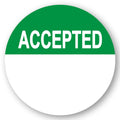"Accepted" with Write-On Block Round Paper Write-On Label with Green Header - 2" Dia.