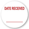 "Date Received ____" Round Paper Write-On Label with Red Font - 2" Dia.