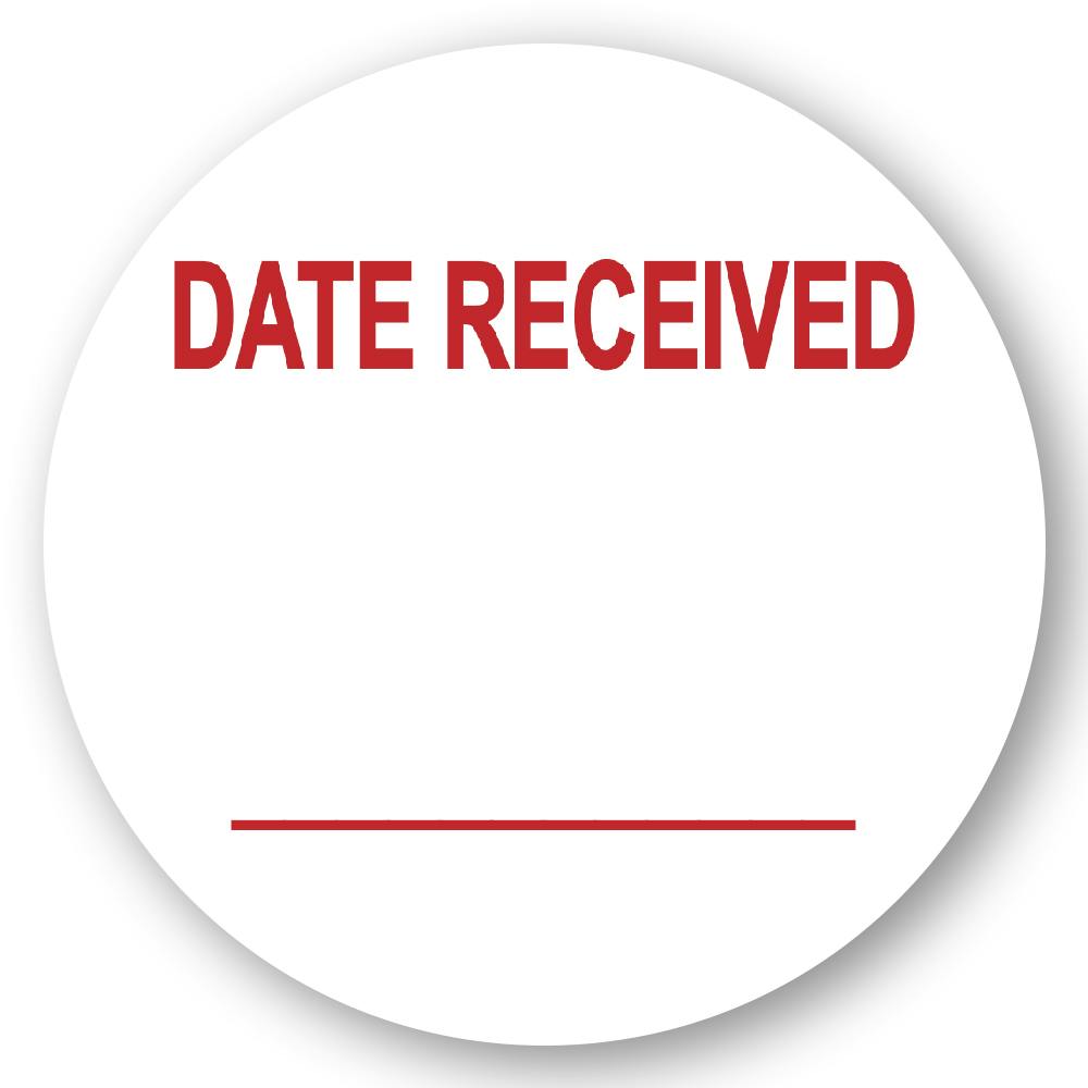 "Date Received ____" Round Paper Write-On Label with Red Font - 2" Dia.