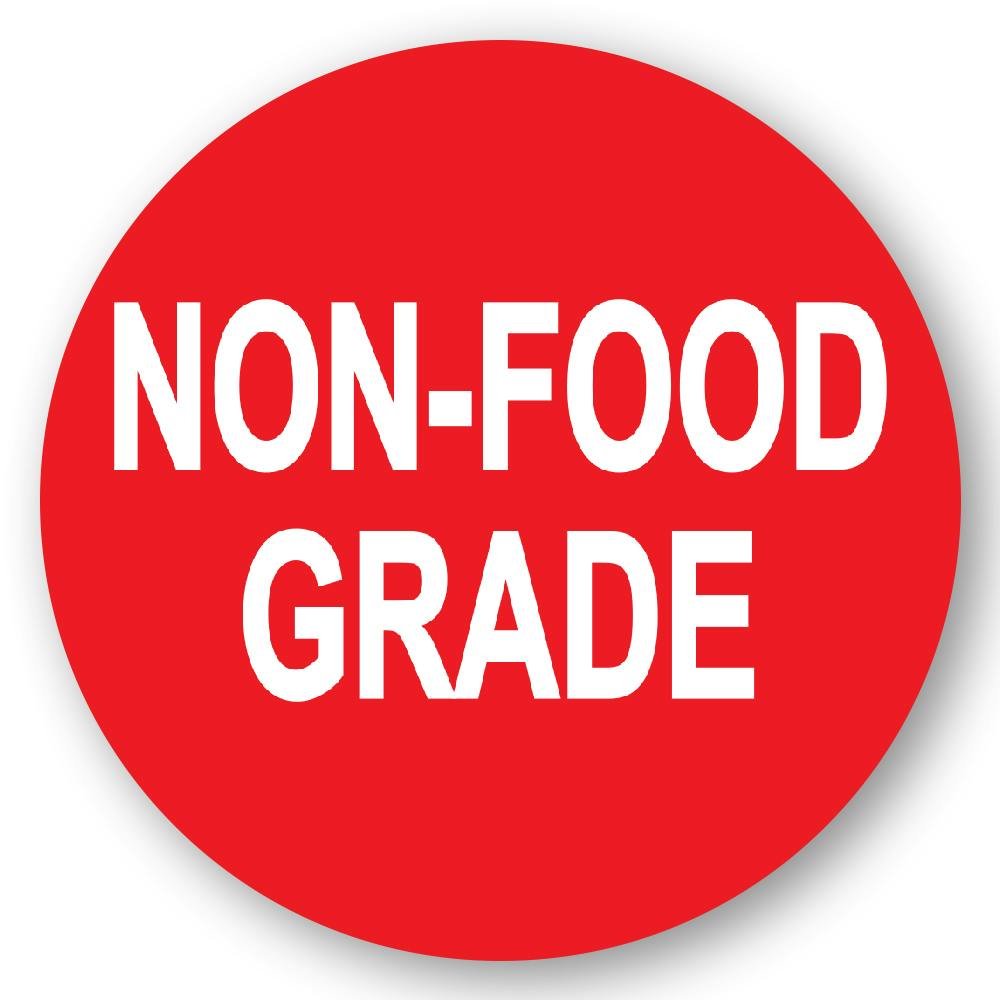 "Non-Food Grade" Round Paper Label with Red Background - 2" Dia.
