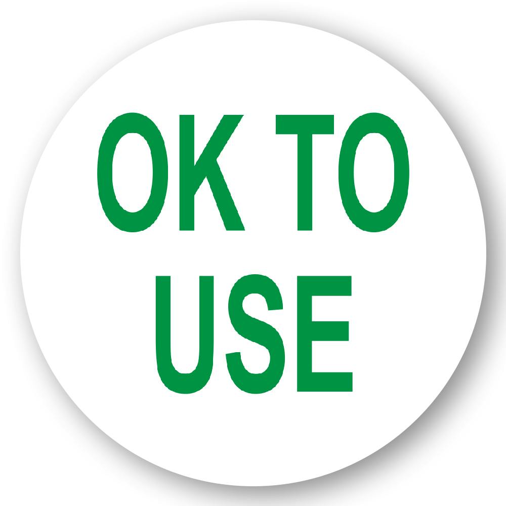 "OK to Use" Round Paper Label with Green Font - 2" Dia.