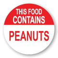 "Contains Peanuts" Round Paper Label with Red Header - 2" Dia.