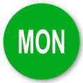 "Mon" Round Paper Label with Green Background - 2" Dia.