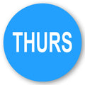 "Thurs" Round Paper Label with Blue Background - 2" Dia.