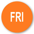 "Fri" Round Paper Label with Orange Background - 2" Dia.