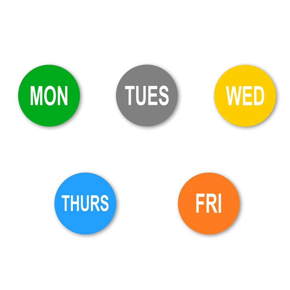 Weekdays Only Round Paper Labels - 2" Dia.