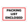 "Packing List Enclosed" Horizontal Rectangular Paper Label with Red Border - 3" x 5"