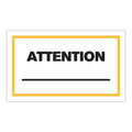 "Attention ____" Horizontal Rectangular Paper Write-On Label with Yellow Border - 3" x 5"