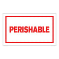 "Perishable" Horizontal Rectangular Paper Label with Red Border - 3" x 5"