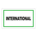 "International" Horizontal Rectangular Paper Label with Green Border - 3" x 5"