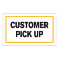 "Customer Pick Up" Horizontal Rectangular Paper Label with Yellow Border - 3" x 5"