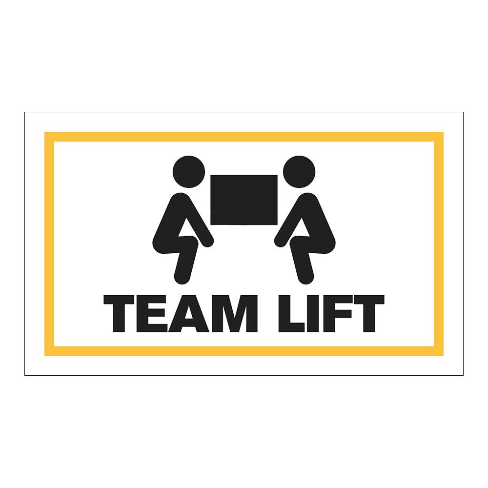 "Team Lift" Horizontal Rectangular Paper Label with Symbol & Yellow Border - 3" x 5"