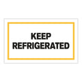 "Keep Refrigerated" Horizontal Rectangular Paper Label with Yellow Border - 3" x 5"