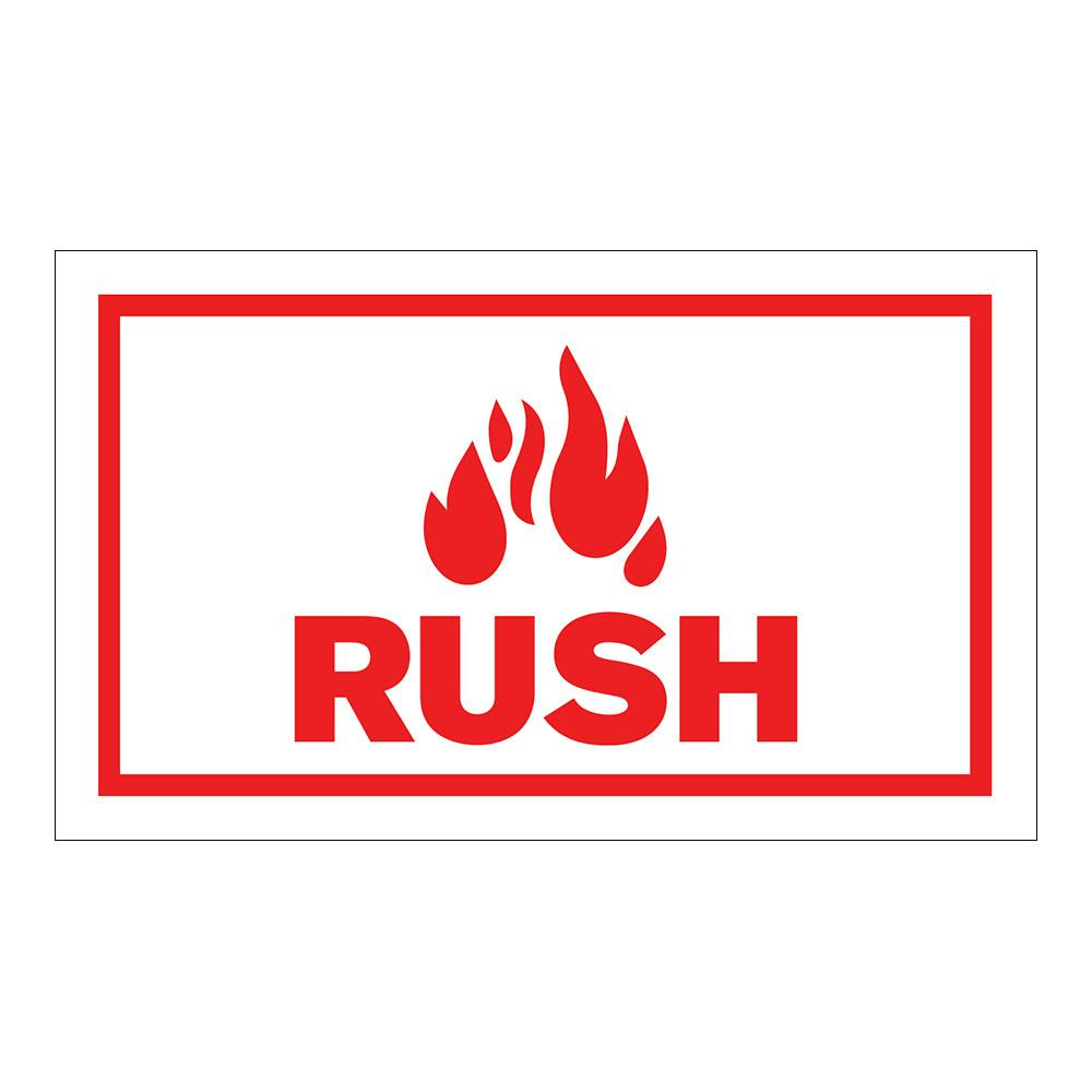"Rush Horizontal" Rectangular Paper Label with Symbol & Red Border - 3" x 5"