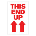 "This End Up" Vertical Rectangular Paper Label with Red Arrows & Font - 4" x 6"