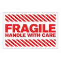 "Fragile - Handle with Care" Horizontal Rectangular Paper Label with Red Font - 4" x 6"