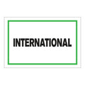 "International" Horizontal Rectangular Paper Label with Green Border - 4" x 6"