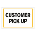 "Customer Pick Up" Horizontal Rectangular Paper Label with Yellow Border - 4" x 6"