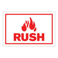 "Rush" Horizontal Rectangular Paper Label with Symbol & Red Border - 4" x 6"