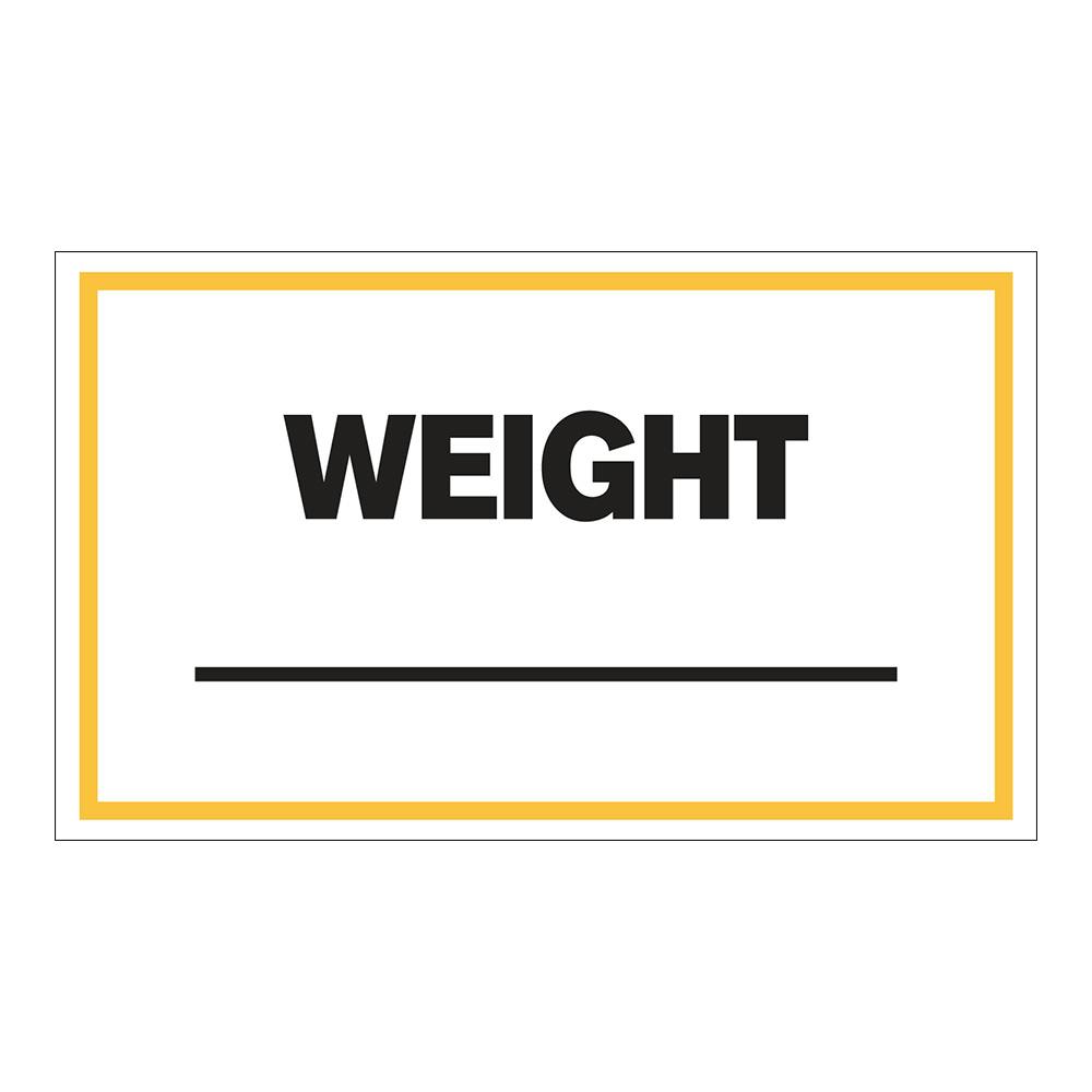 "Weight ____" Horizontal Rectangular Paper Write-On Label with Yellow Border - 3" x 5"