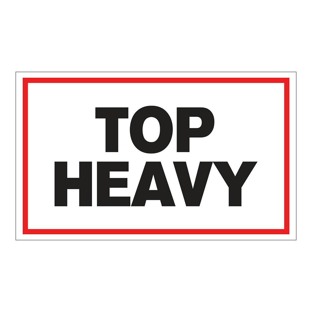 "Top Heavy" Horizontal Rectangular Paper Label with Red Border - 3" x 5"