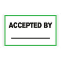 "Accepted By ____" Horizontal Rectangular Paper Write-On Label with Green Border - 3" x 5"
