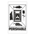 "Perishable" Vertical Rectangular Paper Label with Symbol & Black Font - 3" x 5"
