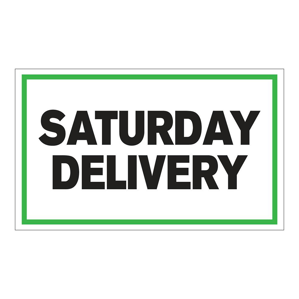 "Saturday Delivery" Horizontal Rectangular Paper Label with Green Border - 3" x 5"
