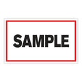 "Sample" Horizontal Rectangular Paper Label with Red Border - 3" x 5"