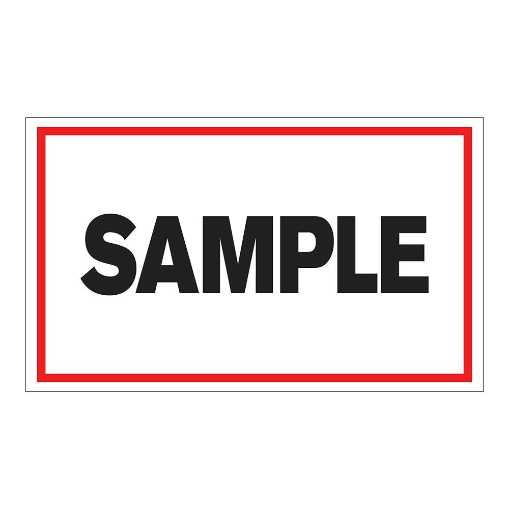 "Sample" Horizontal Rectangular Paper Label with Red Border - 3" x 5"