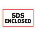 "SDS Enclosed" Horizontal Rectangular Paper Label with Red Border - 3" x 5"