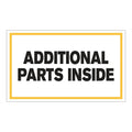 "Additional Parts Inside" Horizontal Rectangular Paper Label with Yellow Border - 3" x 5"