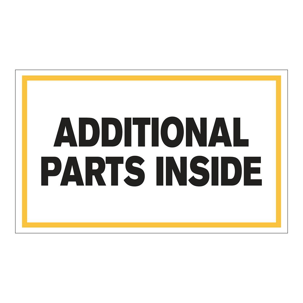 "Additional Parts Inside" Horizontal Rectangular Paper Label with Yellow Border - 3" x 5"