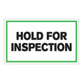"Hold for Inspection" Horizontal Rectangular Paper Label with Green Border - 3" x 5"