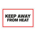 "Keep Away from Heat" Horizontal Rectangular Paper Label with Red Border - 3" x 5"