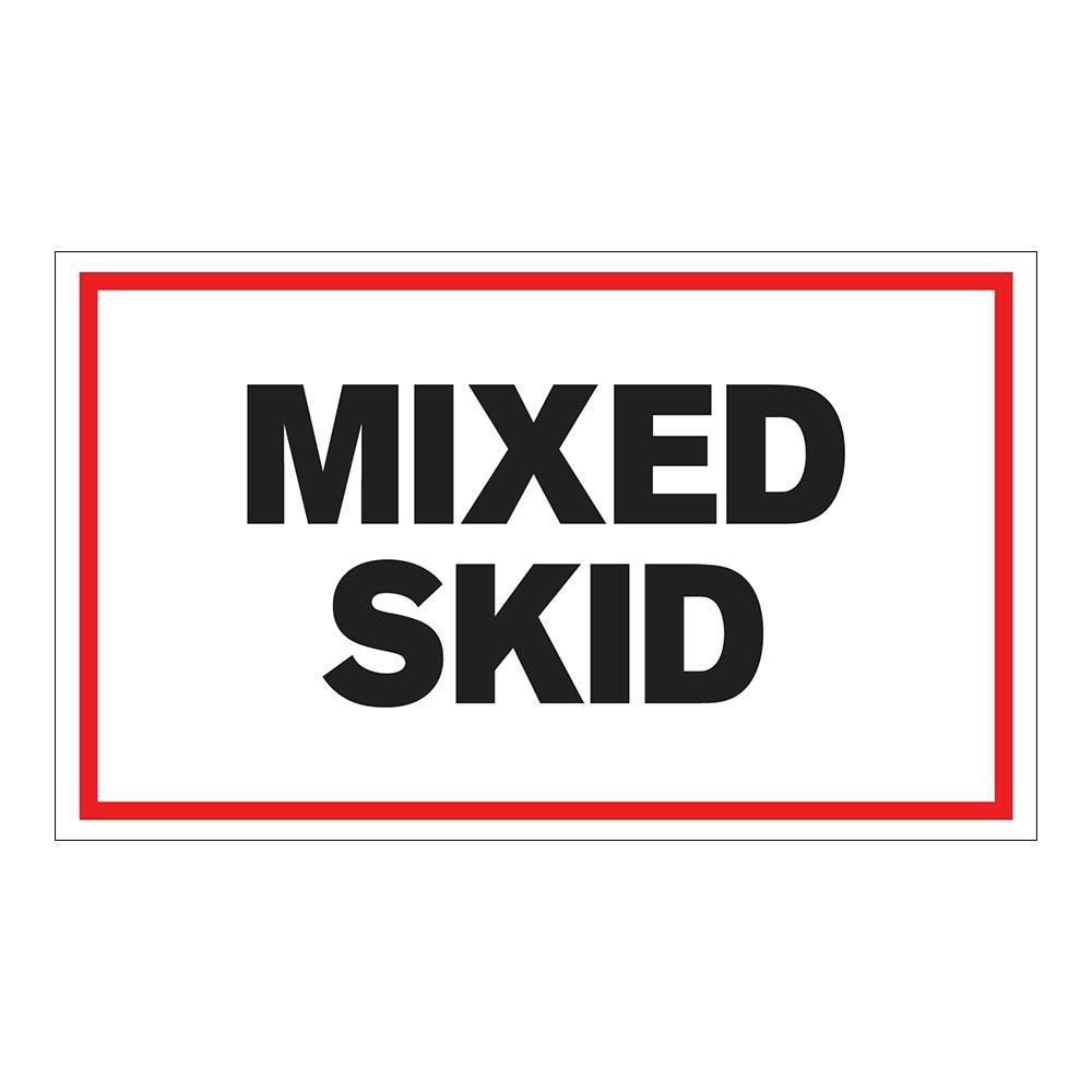 "Mixed Skid" Horizontal Rectangular Paper Label with Red Border - 3" x 5"