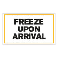 "Freeze Upon Arrival" Horizontal Rectangular Paper Label with Yellow Border - 3" x 5"